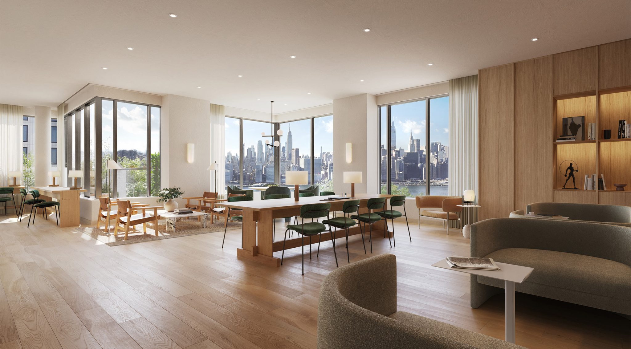 Coworking Lounge amenity space at The Dupont with private booths and conference rooms.