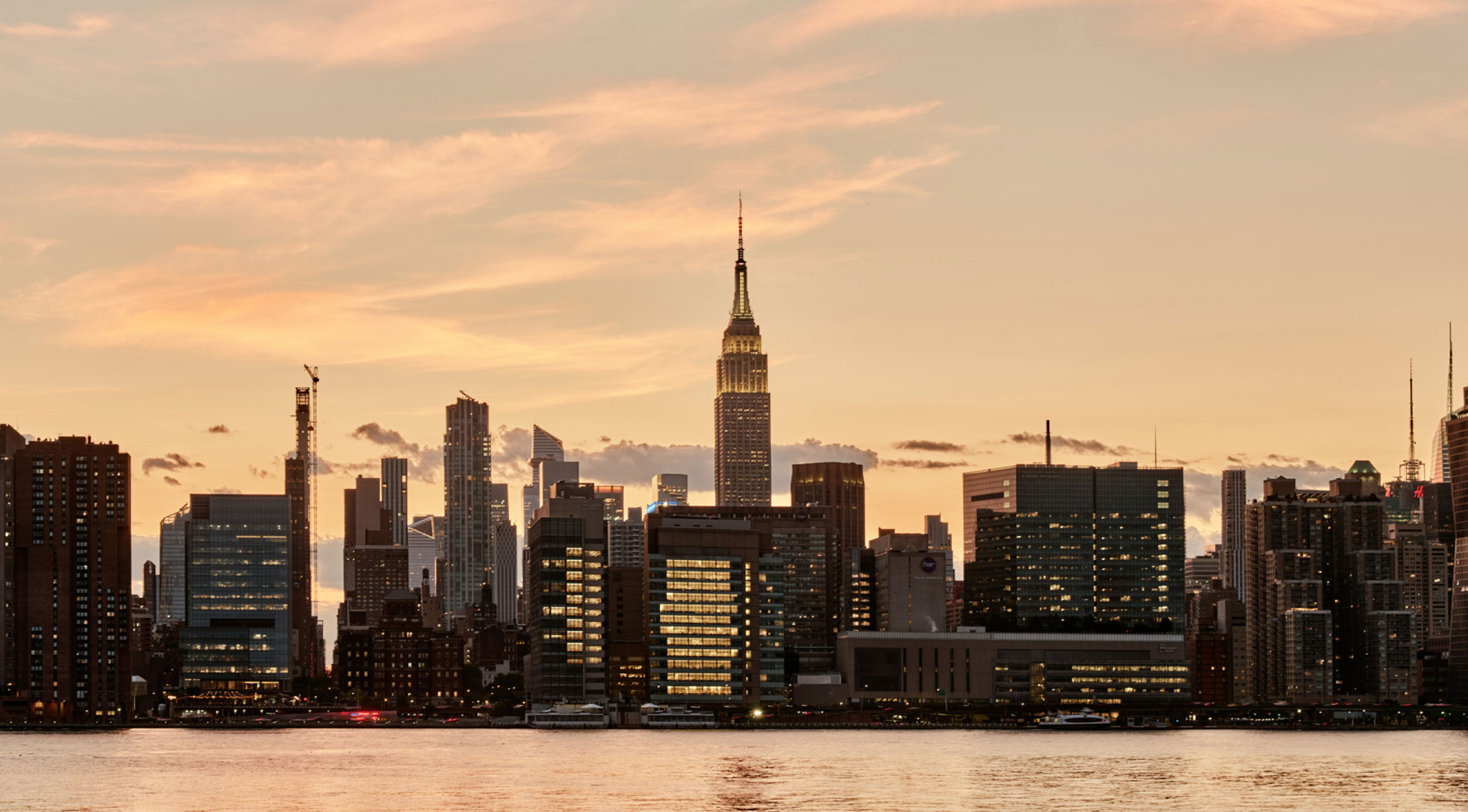 Greenpoint Landing, Brooklyn. The water and Manhattan skyline view from Greenpoint.